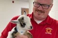 Fire Chief Damron, "Easy little fella."